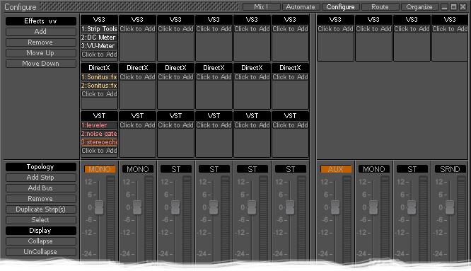 5.0 Mixer : Mixer Pages Double-clicking a Strip toggles it s collapsed/uncollapsed states. Strip names can be edited by clicking in the name box and typing.