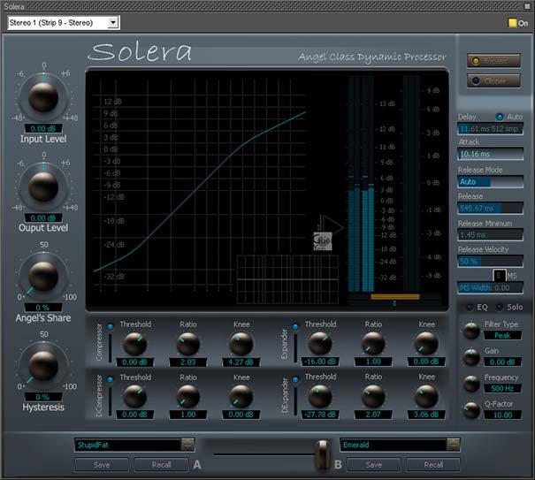 5.0 Effects : Optional Plug-ins Solera Solera is the flag ship of the range of Angel Class Dynamic Processors. It is primarily designed for mastering and re-mastering applications.