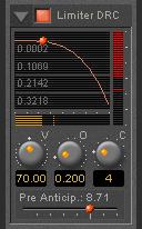 5.0 Strip and Bus Tools : Bus Tools Limiter section This is a straightforward brick-wall limiter with simple Threshold and Release parameters.