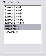 5.0 CD/SACD Mastering : Exporting Projects to CD Image Files Mixer Sources Pick two appropriate bus outputs from the list shown