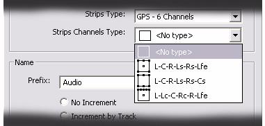 The strip inputs and outputs will be tagged with a letter or letters indicating channel assignments depending on the choice made in the Strips Channels Type drop-down list.