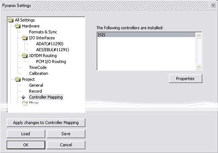 5.0 Settings : Project Controller Mapping All Settings Project Controller Mapping Page