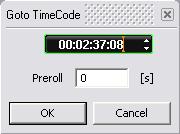 5.0 Transport and Navigation : Transport Controls Locate Pressing the Locate button pops up the Goto Timecode dialog: The register shows the machine s current TimeCode position value and is