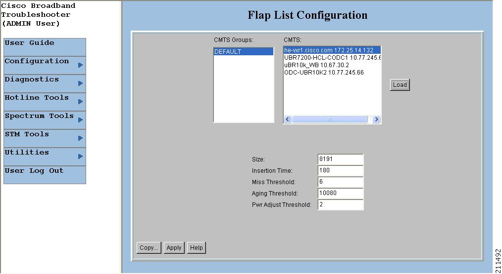 Showing and Configuring the Flap List Analysis Setting Parameters for the Flap List The administrator can set parameters for the flap list in the Flap List Configuration dialog box shown in Figure 21.