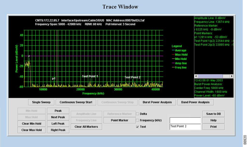 Using the Spectrum Management Tools Using the Trace Window Clients To get a list of each spectrum analysis in process on a client machine so you can: View summary information for the analysis Launch
