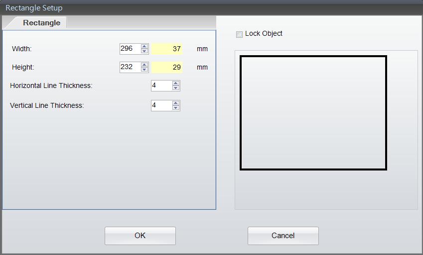 4.7.3 Drawing Box or Rectangle GoLabel PDF On-line Help Select Shape in left side of screen, and then click the icon for box/rectangle drawing Move cursor to the location where the first point of