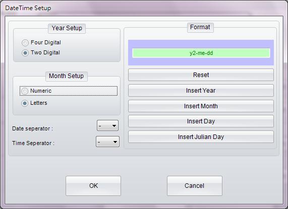 dialog for Date/Time insertion.