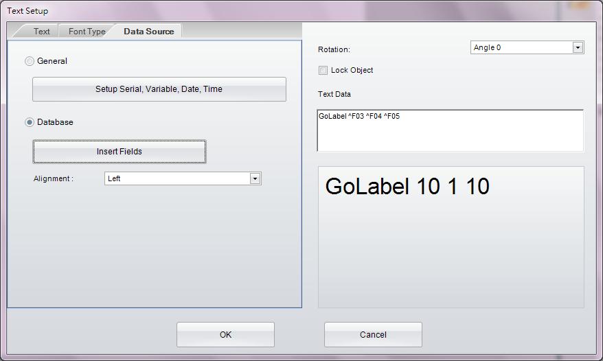 For example with Text Setup dialog: When the database