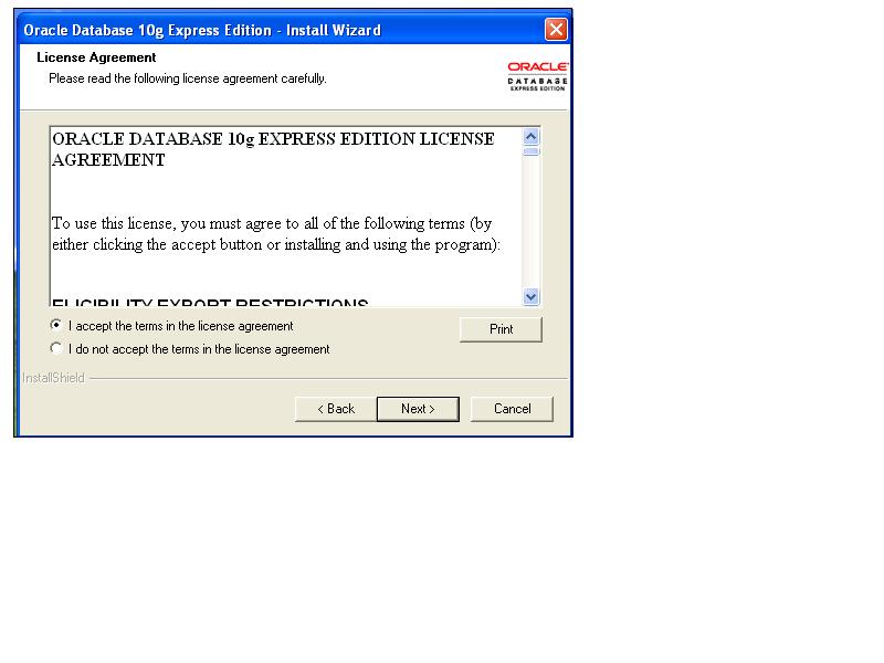 Database Install Wizard welcome screen After that you will see the License Agreement window.