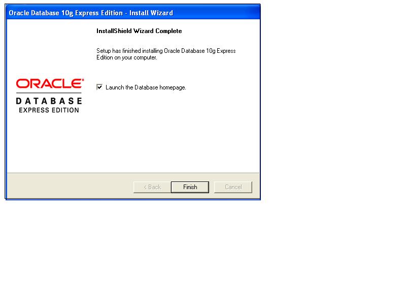 The following window informs you about the successful completion of a Database installation process.