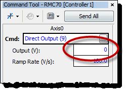 Step 8: Test an Actuator 8. In the Command Tool, click Send. The axis should move, and the Control Output (in the Axis Status Registers) should be 0.100. 9.