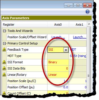 Step 9: Test Feedback Device MA Module Start/Stop or PWM 1. In the Axis Parameters, on the Setup tab, set the Feedback Type to MDT. 2.