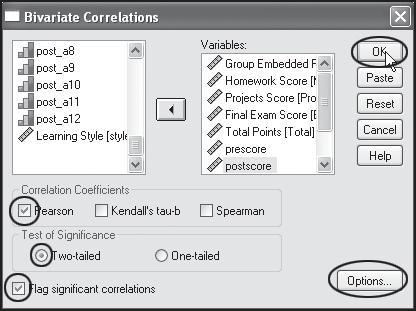 Correlations are also found in the Analyze menu in the Correlate dialog box.