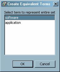 Using the Text Filter Node 2/4 9. Click OK in the Create Equivalent Terms dialog box. Notice that the term software now represents both terms in the Terms table.