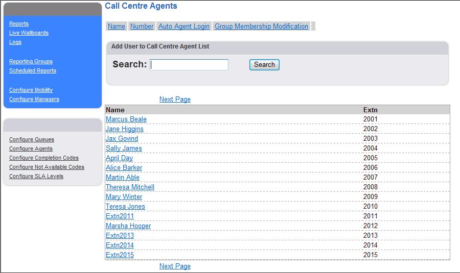 Vision Call Centre configuration Configure Agents Each User that is a member of a Distribution Group, via Capabilities, entered in a Department that will be configured as a Queue, can be configured
