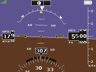 4. PRODUCT TOUR On-Screen Elements The D2 is primarily a portable backup attitude indicator but also has a second screen that displays the aircraft load factor (G meter).