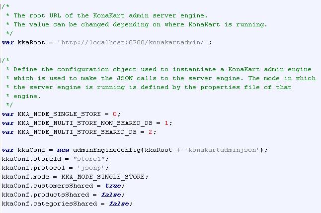 http://localhost:8780/konakartadmin_tiles/html/login.html. The same tile using the minified JavaScript and CSS can be found at http://localhost:8780/konakartadmin_tiles/gensrc/html/login.html. Configuration The JavaScript file used to configure the tiles is called kka-configure.