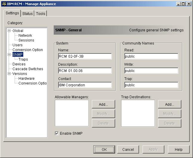 Chapter 4: Managing Your Appliance 49 Figure 4.5: SNMP Configuration Dialog Box To configure general SNMP settings: 1. Click the SNMP category in the left column in the MP. 2.