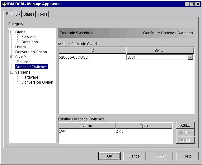 Chapter 4: Managing Your Appliance 53 Figure 4.8: Configure Cascade Switches Dialog Box Upgrading firmware You can upgrade the firmware for either the RCM or the CO cables.