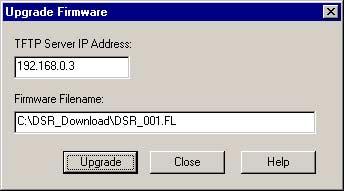 Type in the TFTP (Trivial File Transfer Protocol) server IP address where the firmware is located as well as the firmware filename and directory location. Figure 4.10: Upgrade Firmware Dialog Box 3.