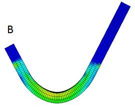 Figure 9 CAD design of V bending (left) vs. simulation of V bending process (right).