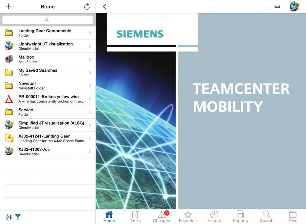 Teamcenter Mobility User Interface