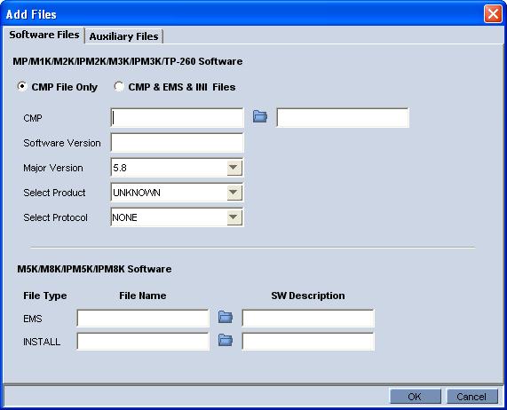SIP User's Manual 5. Element Management System (EMS) 2. Click the Add File icon; the 'Add Files' dialog box appears. Figure 5-11: Add Files Screen 3.