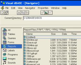 Illustrations: Visual dbase Reports 4. To create output, use a report (the end of file name is.