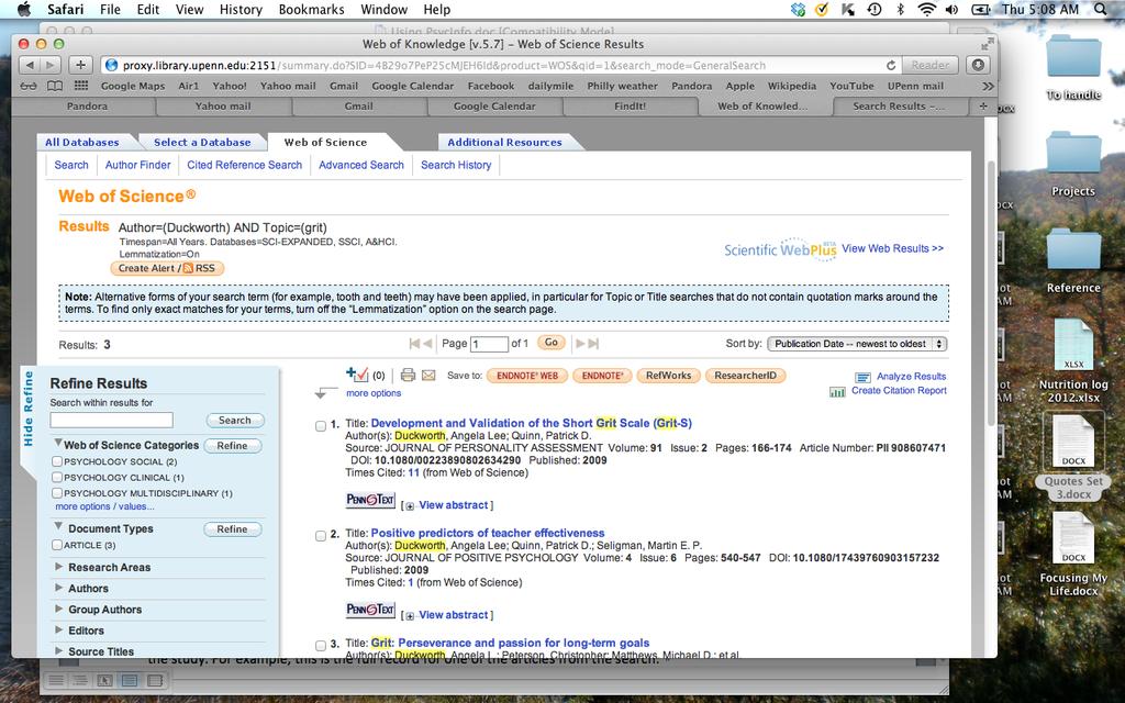 Select ISI Citation index (web of science) Just like PsycInfo, you get a search page.