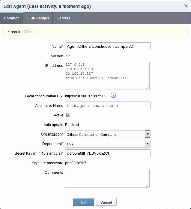 Field Name Description Name Enables you to edit the name of the Certificate Controller Agent. Version Displays the version number of the Agent.