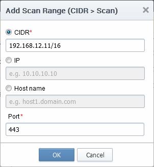 Form Element CIDR Description Short for 'Classless Internet DOMAIN Routing'. Type the IP address you wish to scan followed by network prefix, e.g. 123.456.78.91/16 should be specified here.