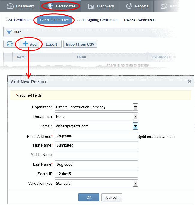 Form Element Description Organization Select the Organization that they wish the new end-user belongs to. Department If required, choose the Department that the end-user belongs to.