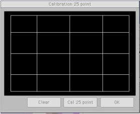Calibrate 4 point locations on screen with the panel. Press [Cal 4point], screen displays as follows. Touch the blinking symbol on panel until it beeps or stops blinking.