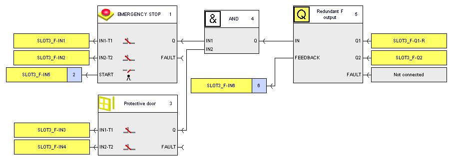 "OFF and ON status". Select the following in the "Parameter > Output circuit" directory: The parameter "Q1" and position it to "SLOT3_F-Q1- R". The parameter "Q1" and position it at "SLOT3_F-Q2".