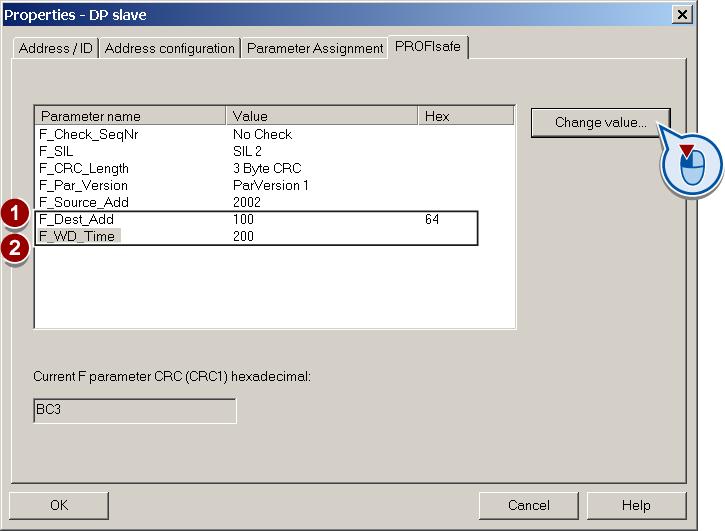 example: Then choose the "PROFIsafe" tab page: 1 F_Dest_Add: Set a unique PROFIsafe address for the inverter.