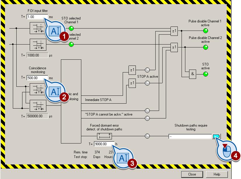 Commissioning 4.6 Extended Safety You can adapt the STO function according to your requirements in the following screen.