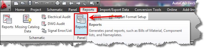 2. When the Panel Reports dialog box opens Bill of Material will be selected by default, and to the
