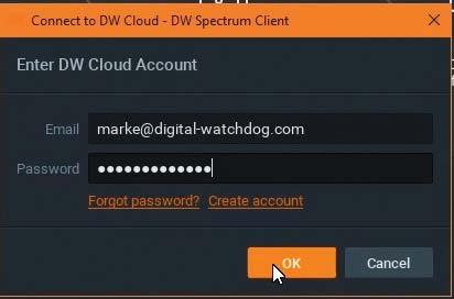 c. Enter your DW Cloud account