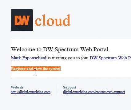 STEP 6: The User Gets a DW Cloud Invitation Email a.