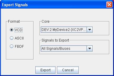 Analyzer Menu Features R Exporting Data Captured data from an ILA or IBA core can be exported to a file, for future viewing or processing. To export data, select File Export.