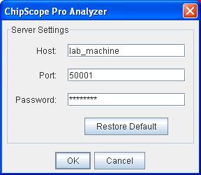 Chapter 4: Using the ChipScope Pro Analyzer Setting up a Server Host Connection The ChipScope Pro Analyzer client GUI application requires a connection to the ChipScope Pro Analyzer server