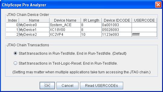 Analyzer Menu Features R Advanced button on the JTAG Chain Device Order dialog box reveals the parameters that control the start and end states of JTAG transactions (Figure 4-22).