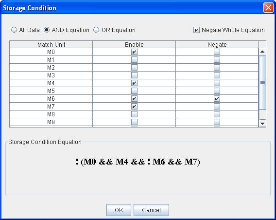 Analyzer Menu Features R Figure 4-33: Storage Qualification Condition Set to Capture All Data Figure 4-34: