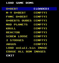 LOAD GAME ROMS Using this menu game ROMs are transferred from USB flash drive to the gameboard s internal flash memory storage.