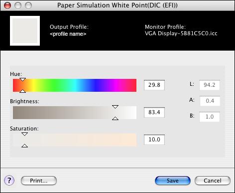 PAPER SIMULATION WHITE POINT EDITING 14 Paper Simulation print option The following values are available for the Paper Simulation print option: Off (Default) On NOTE: If you have not edited the Paper