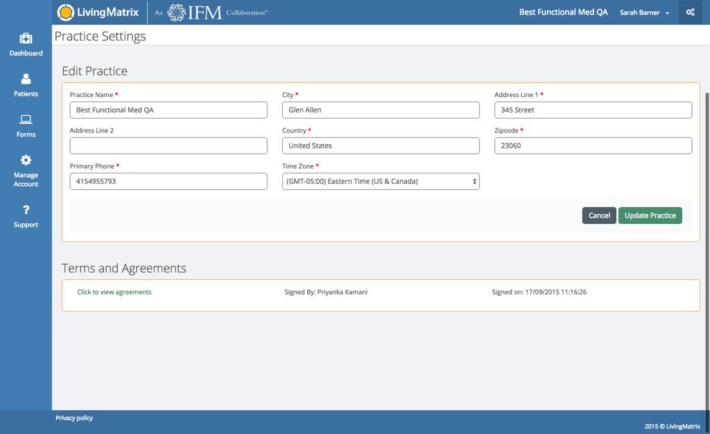 Activation Module 1 Administration (cont d.) Settings 1. In the upper right corner, click on your name, then Settings. 2.