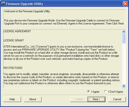 Step 5 Read the License Agreement and click I Agree then click Next if you wish to continue with the firmware upgrade.