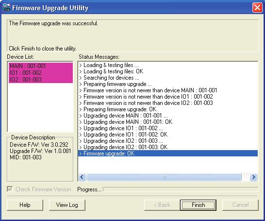 Step 10 When the firmware upgrade is done, you will see Firmware upgrade OK in the Status Messages window.