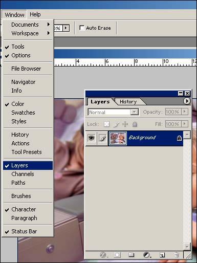 8.) Now select the lasso tool from the floating tool panel and draw around the blue mask within the sleeping