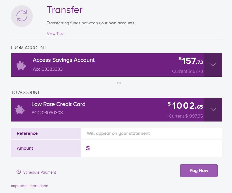 17 Transferring Funds Transferring funds is fast and easy with Internet Banking, where you have the option to transfer to another account that you hold with Beyond Bank, another member of Beyond Bank